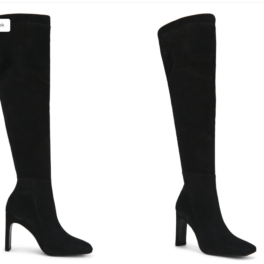 Raye Tessa Boot In Black Suede Leather Thigh High Heeled Platform Boot Velvet